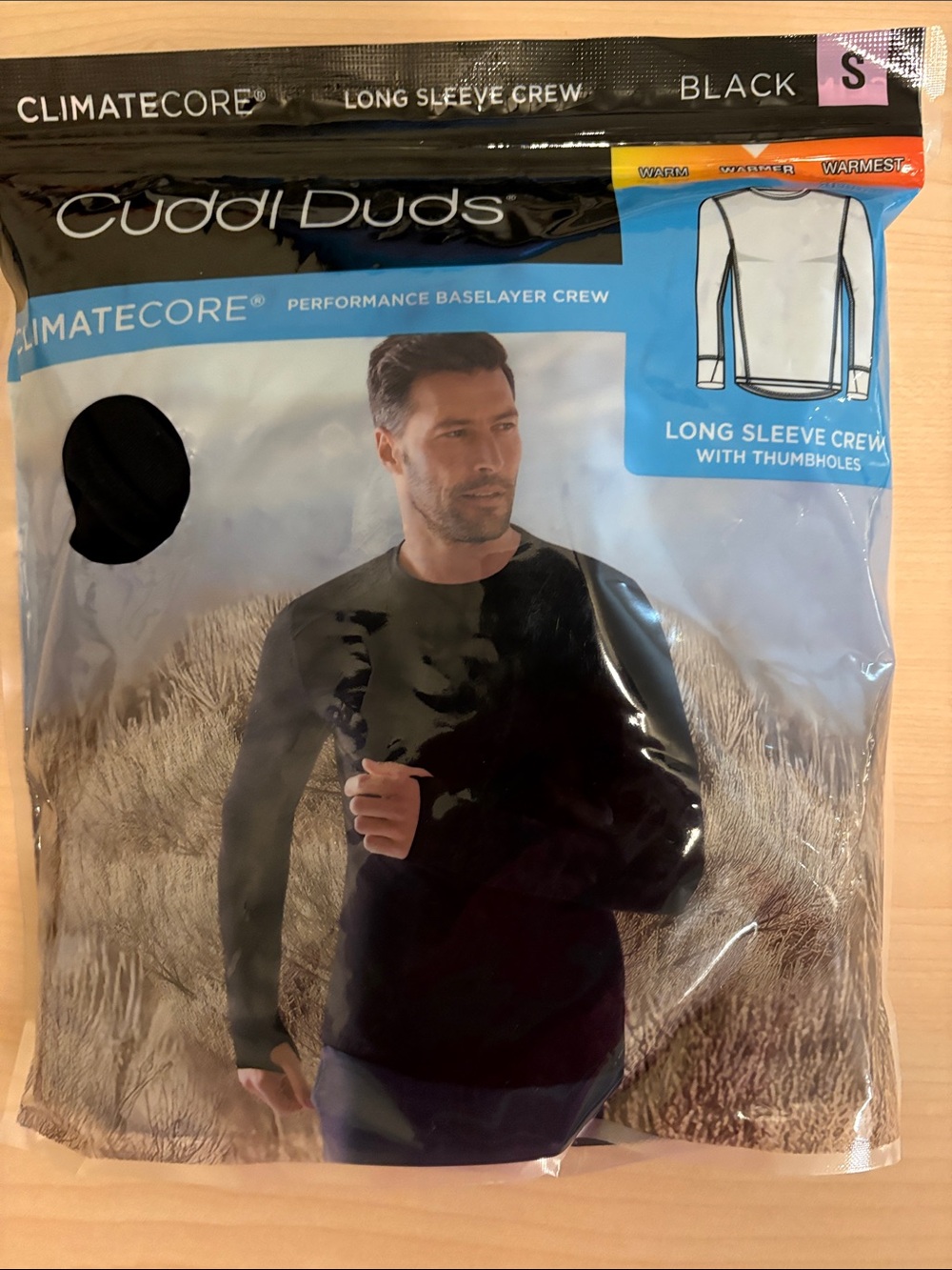 Cuddl Duds Long Sleeve Crew Climatecore Base Shirt Black  Size Small